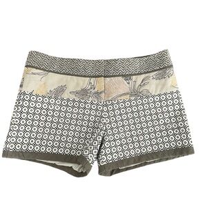 Tory Burch Black and Cream Patterned High Waist Shorts